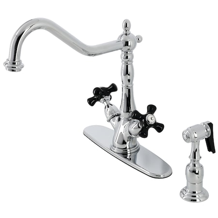 Kingston Brass KS1231PKXBS 8" Centerset Deck Mnt Kitchen Faucet W/Brass Sprayer, Chrm KS1231PKXBS